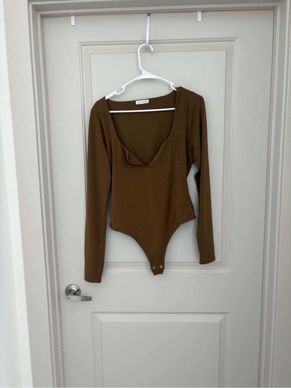 Good American Brown V Neck Long Sleeve Bodysuit Brown Size 3